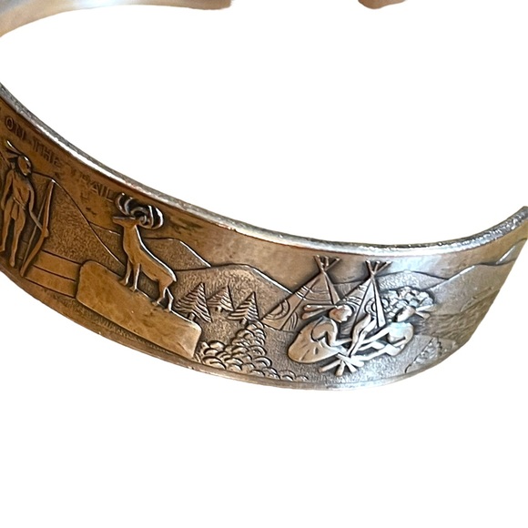 Vintage Copper silver Southwestern Navajo Etched Indian Mens Cuff bracelet - Picture 5 of 9